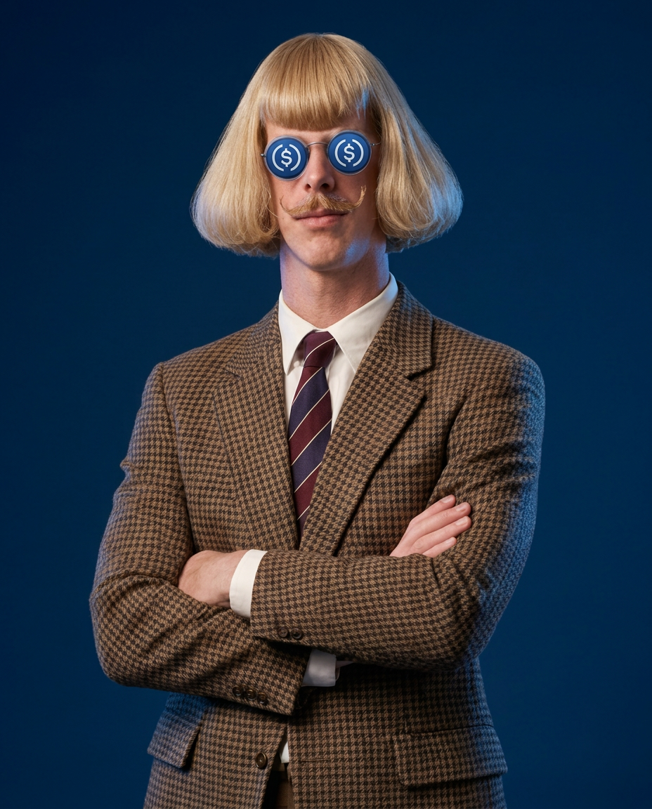 Jean Phil with crossed arms and round blue glasses
