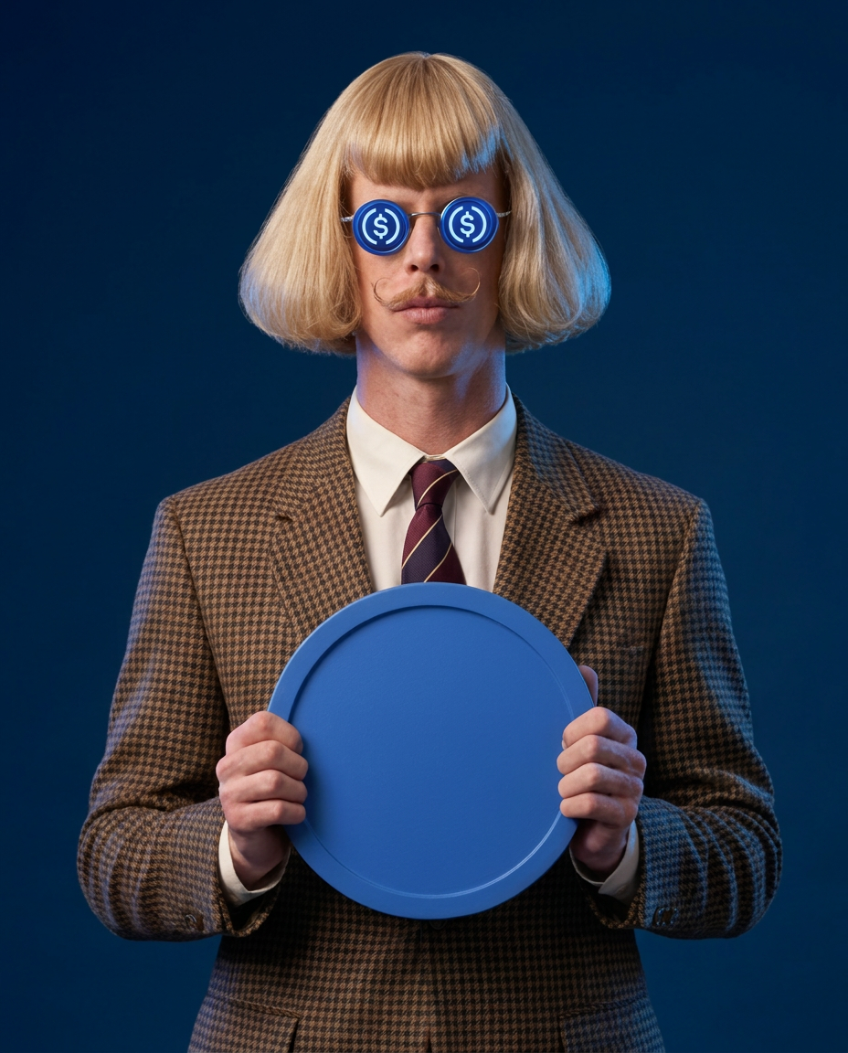 Jean Phil blue chip wearing blue USDC-style glasses