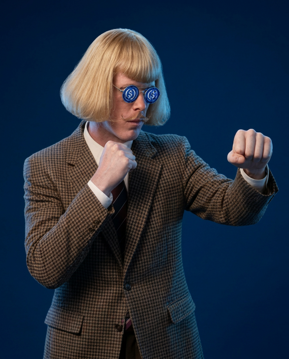 Jean Phil ready to rumble wearing blue USDC-style glasses